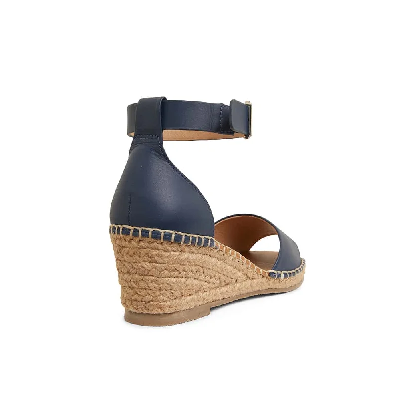 Henley Espadrille in Navy Leather