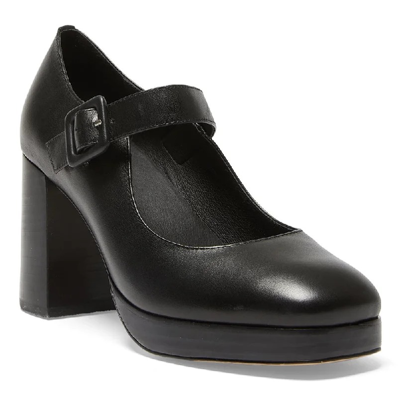 Hilton Heel in Black Leather