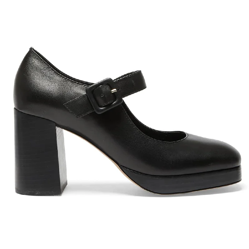 Hilton Heel in Black Leather