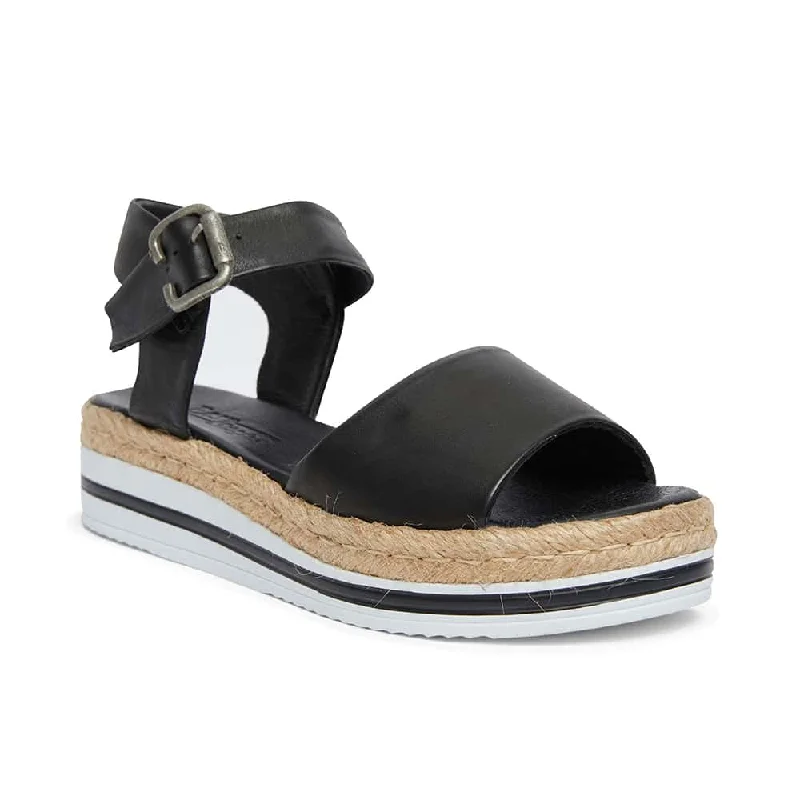 Holiday Espadrille in Black Leather