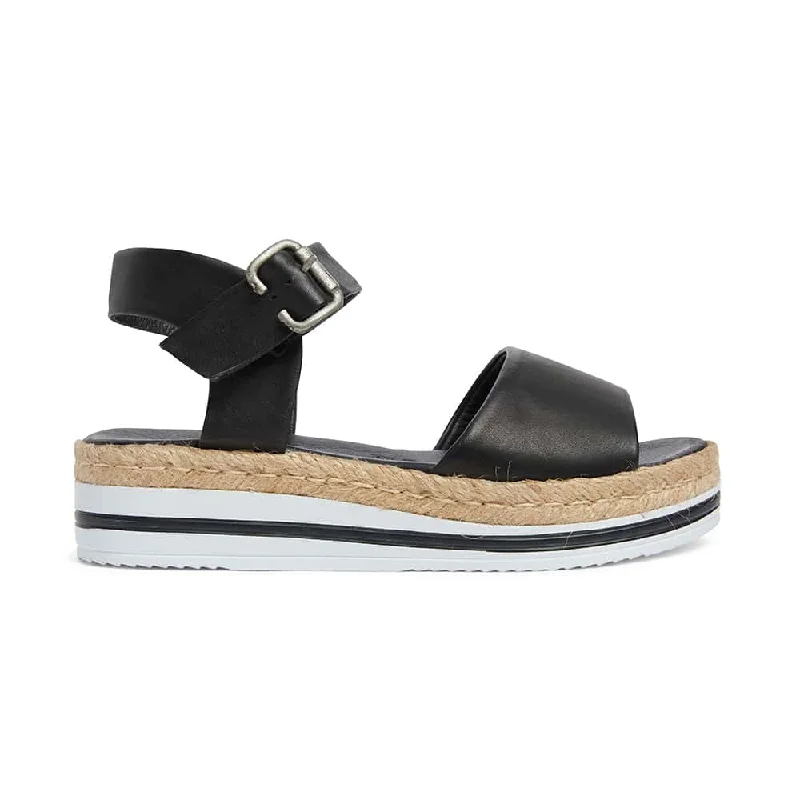 Holiday Espadrille in Black Leather