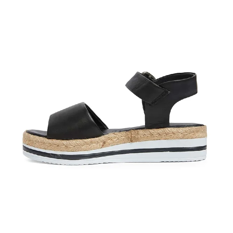 Holiday Espadrille in Black Leather