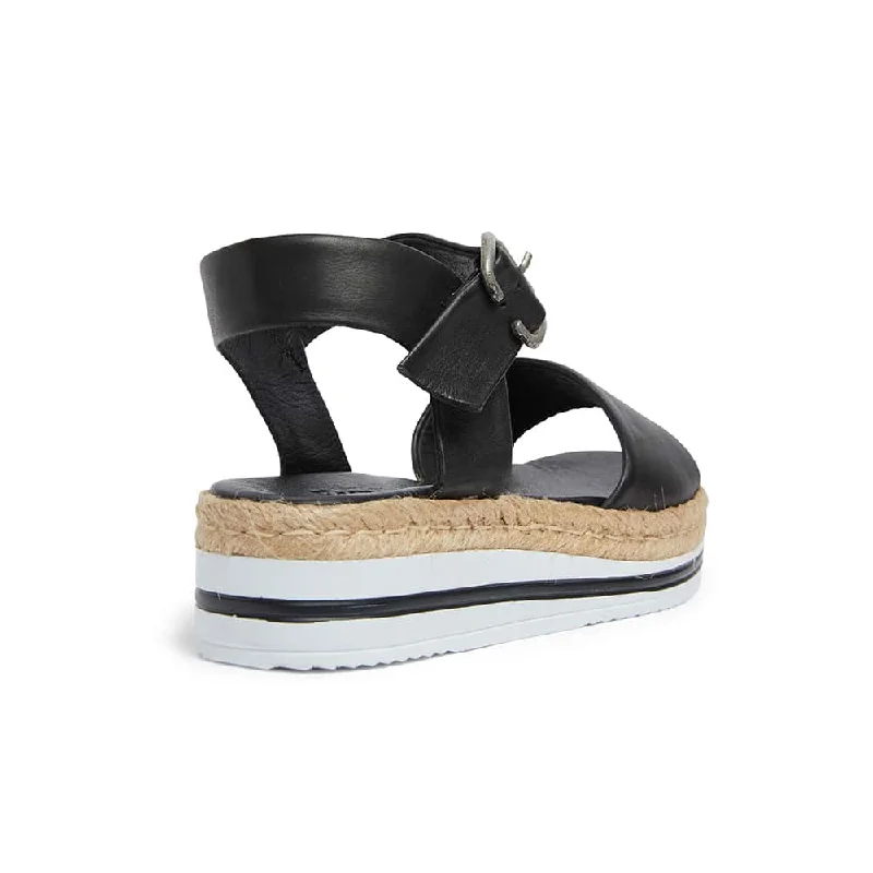 Holiday Espadrille in Black Leather