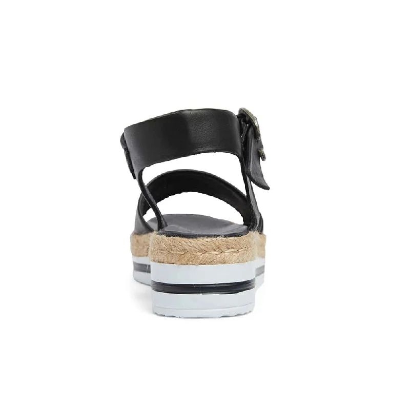 Holiday Espadrille in Black Leather