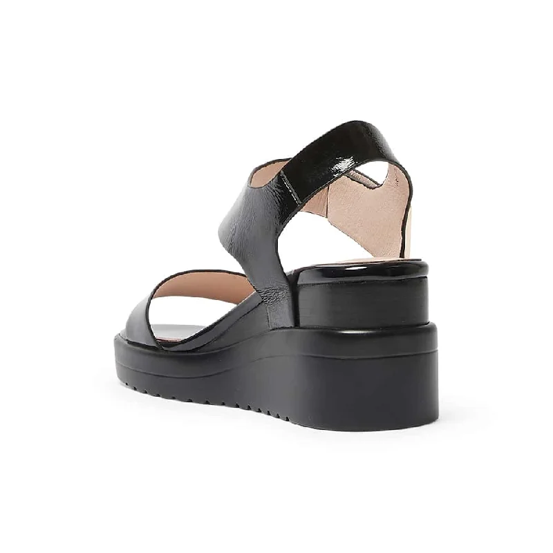 Iris Wedge in Black Patent