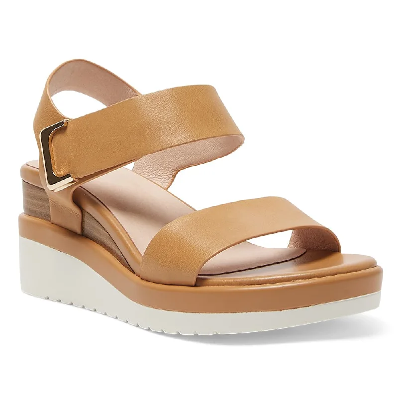 Iris Wedge in Light Tan Leather