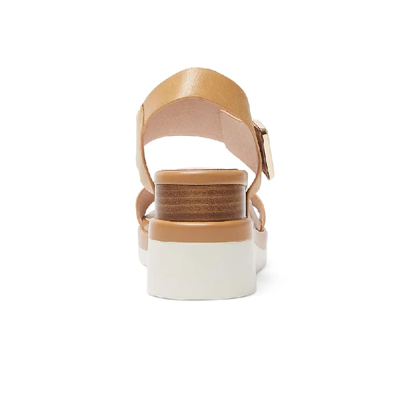 Iris Wedge in Light Tan Leather