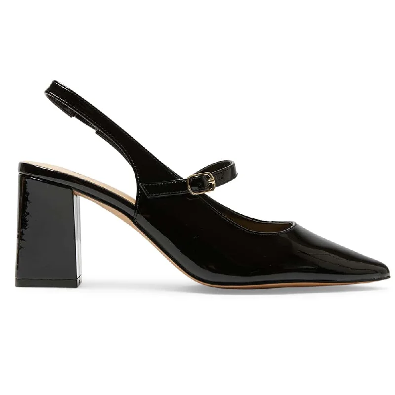 Kelly Heel in Black Patent