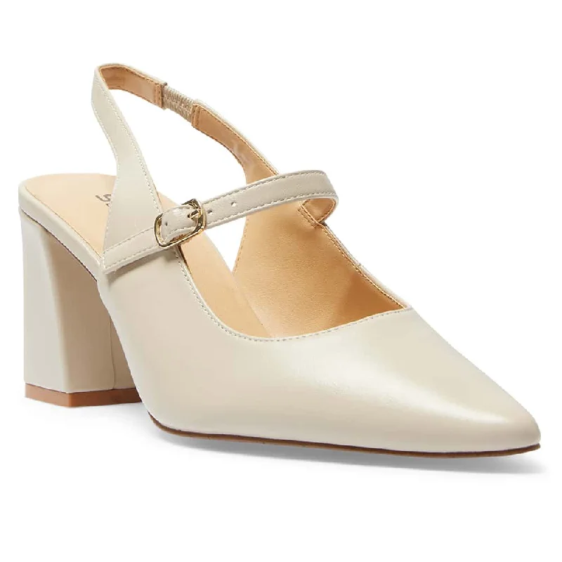 Kelly Heel in Ivory Leather