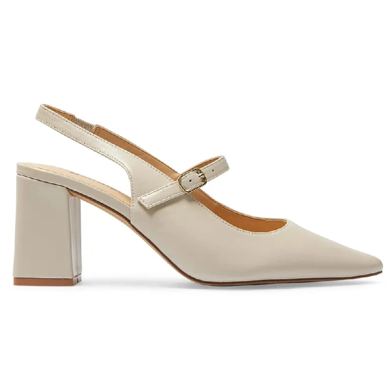 Kelly Heel in Ivory Leather