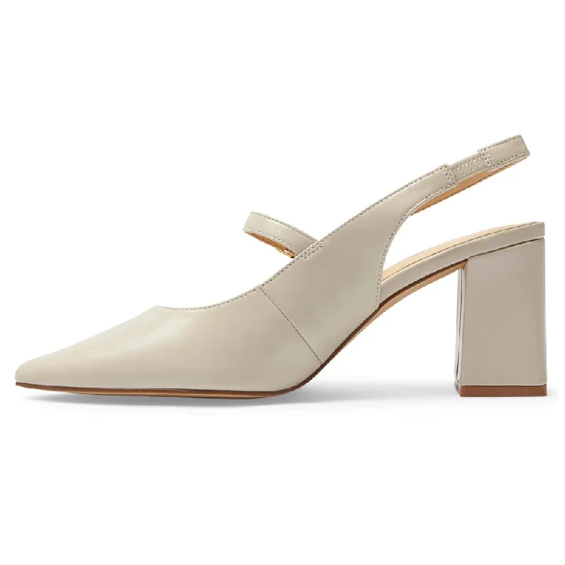 Kelly Heel in Ivory Leather