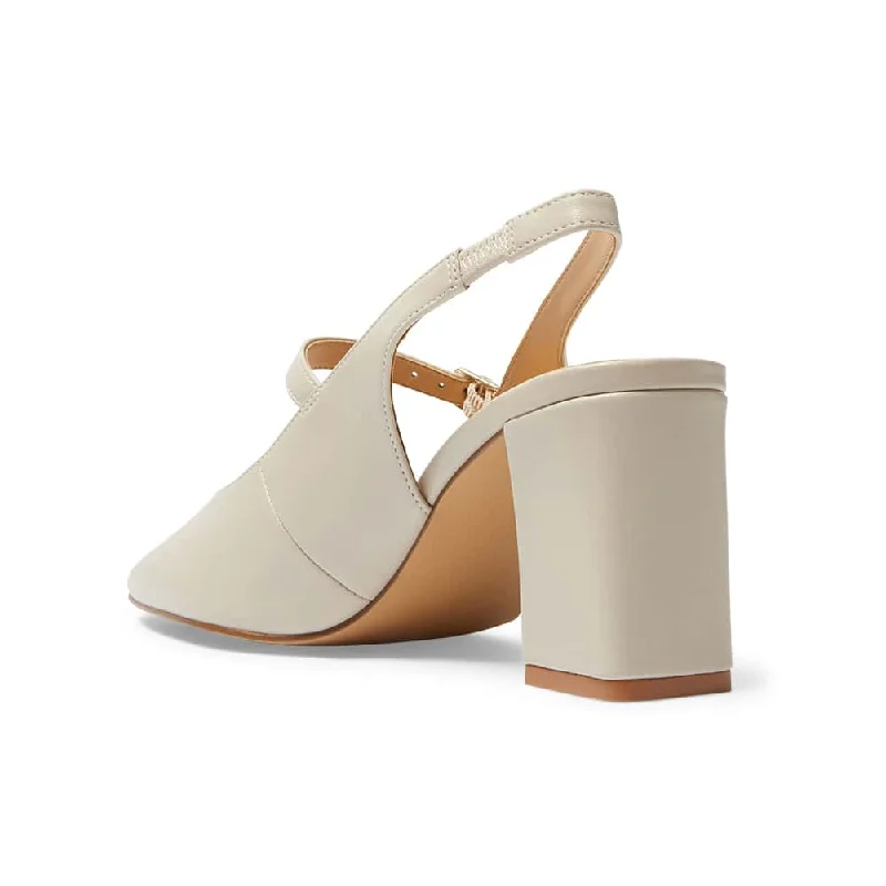 Kelly Heel in Ivory Leather