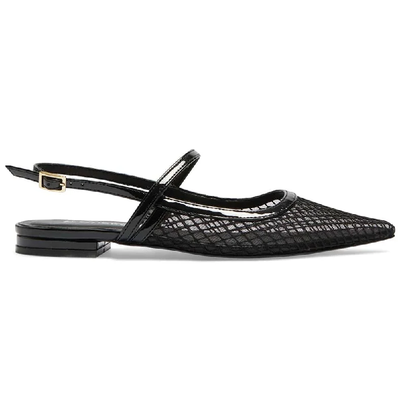 Kelsey Flat in Black Mesh Patent