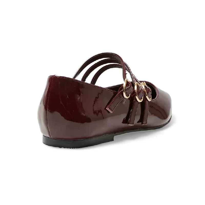 Kiara Flat in Cherry Patent