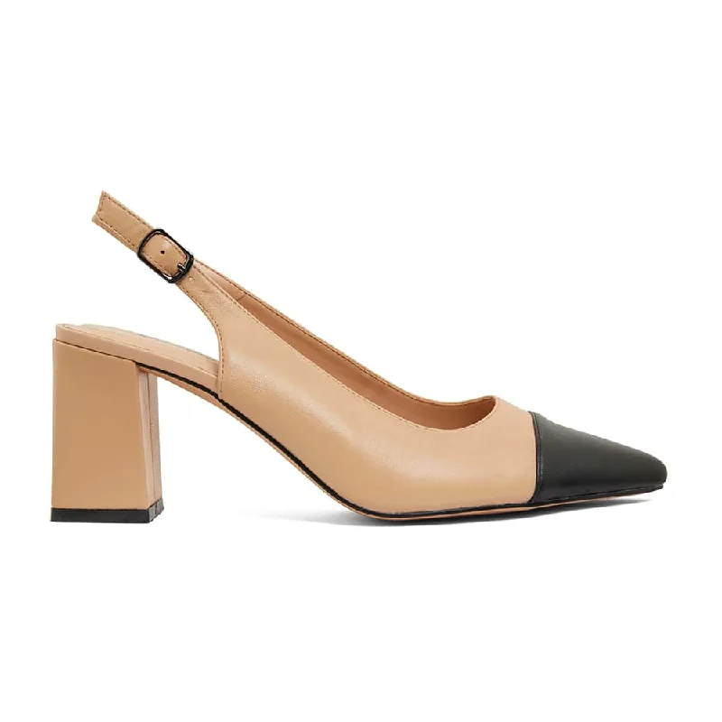 Kirsty Heel in Black And Camel Leather