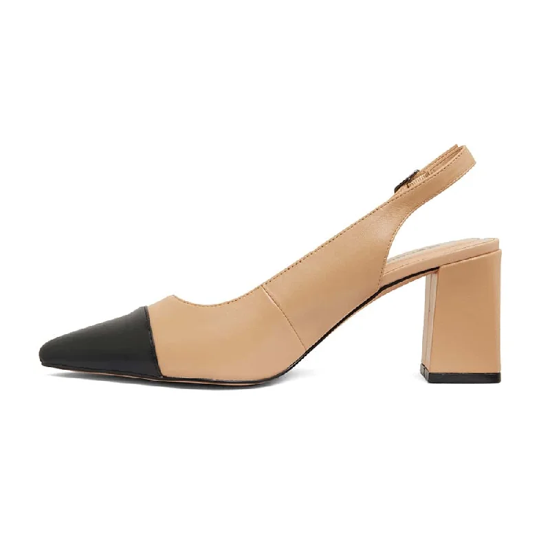 Kirsty Heel in Black And Camel Leather