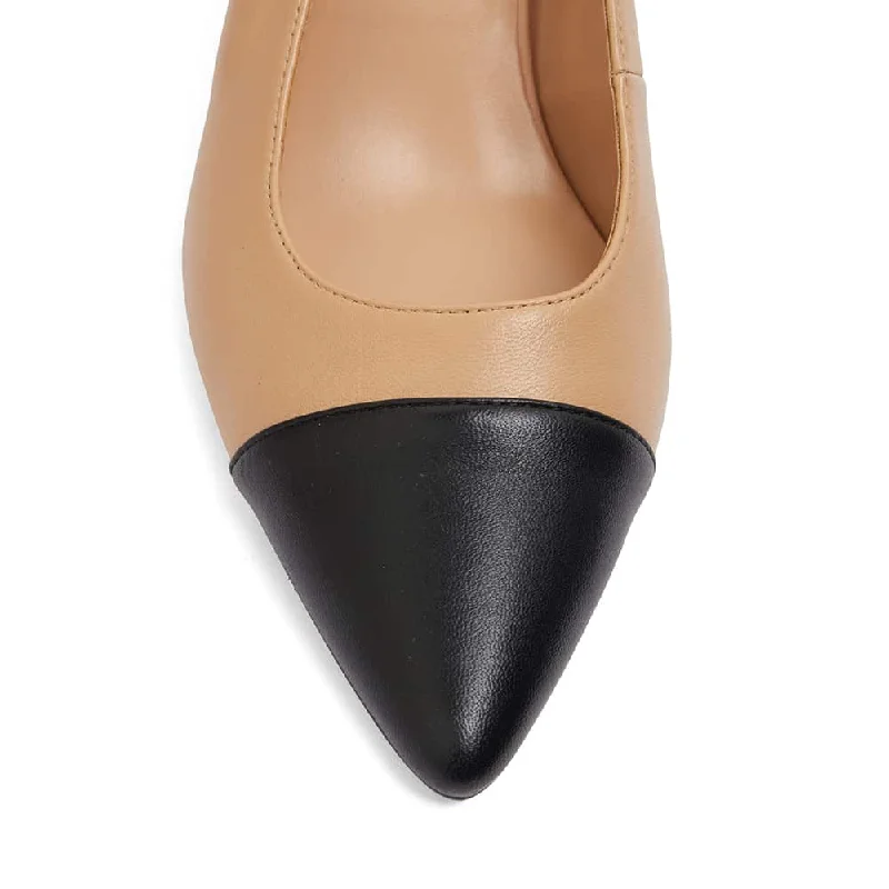 Kirsty Heel in Black And Camel Leather