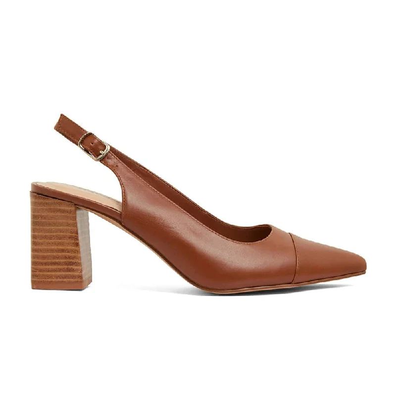 Kirsty Heel in Cognac Leather