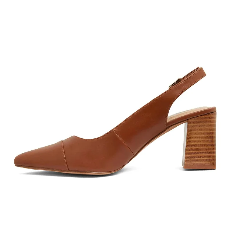 Kirsty Heel in Cognac Leather