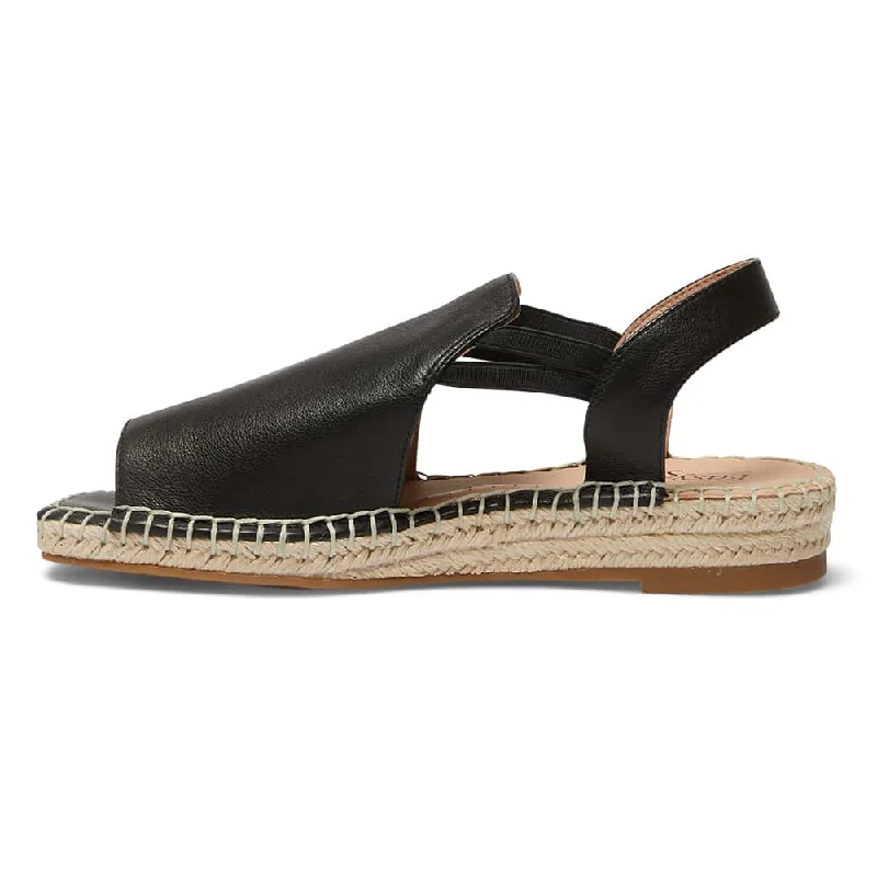 Koko Espadrille in Black Leather