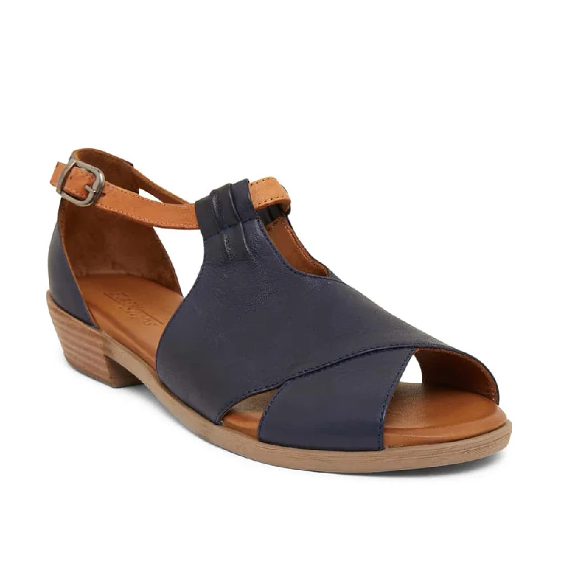 Laguna Sandal in Navy And Cognac Leather