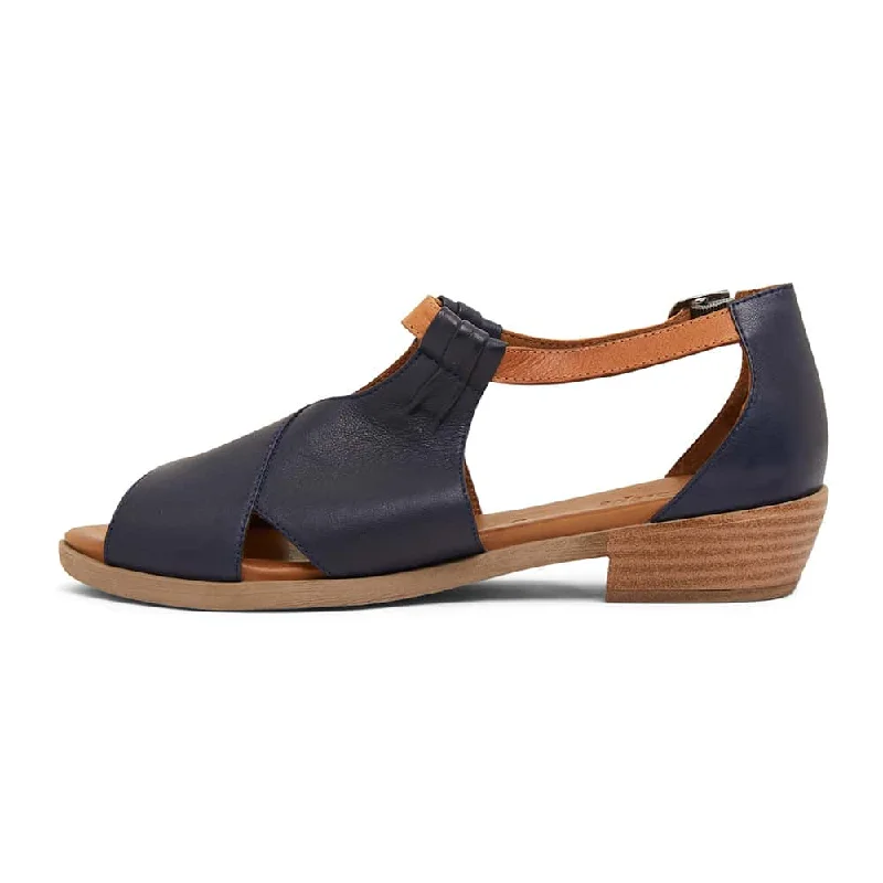 Laguna Sandal in Navy And Cognac Leather