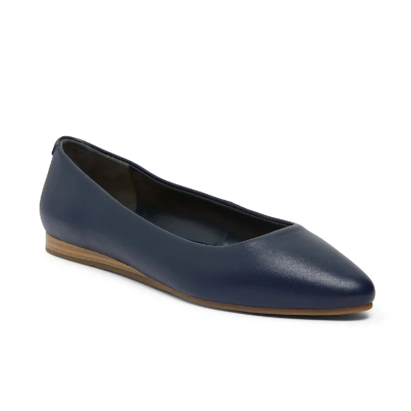 Laura Flat in Navy Leather