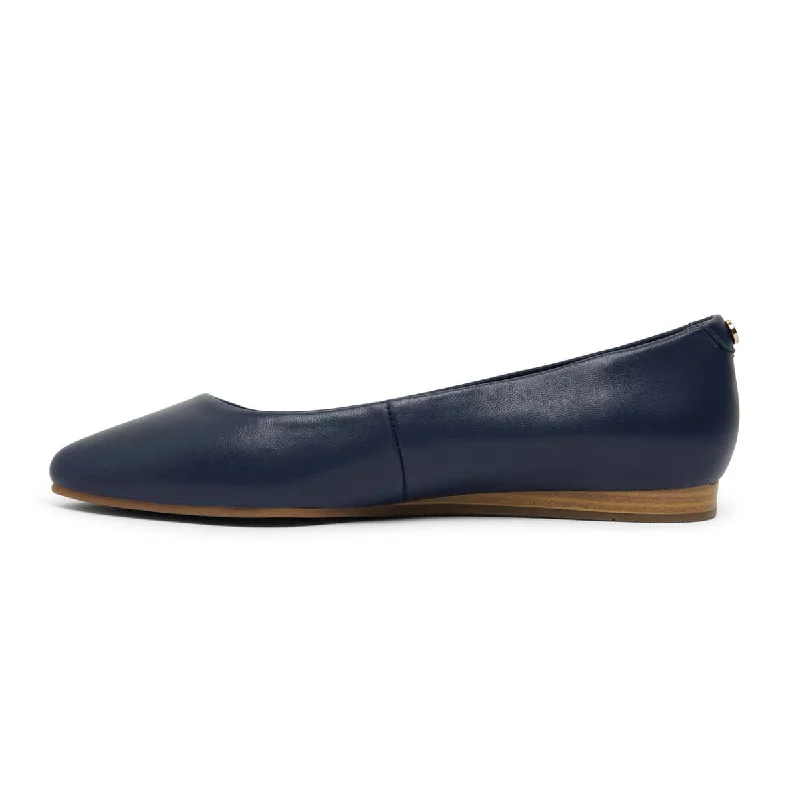 Laura Flat in Navy Leather