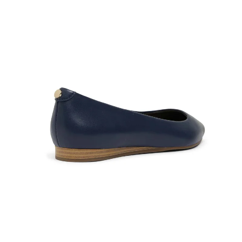 Laura Flat in Navy Leather