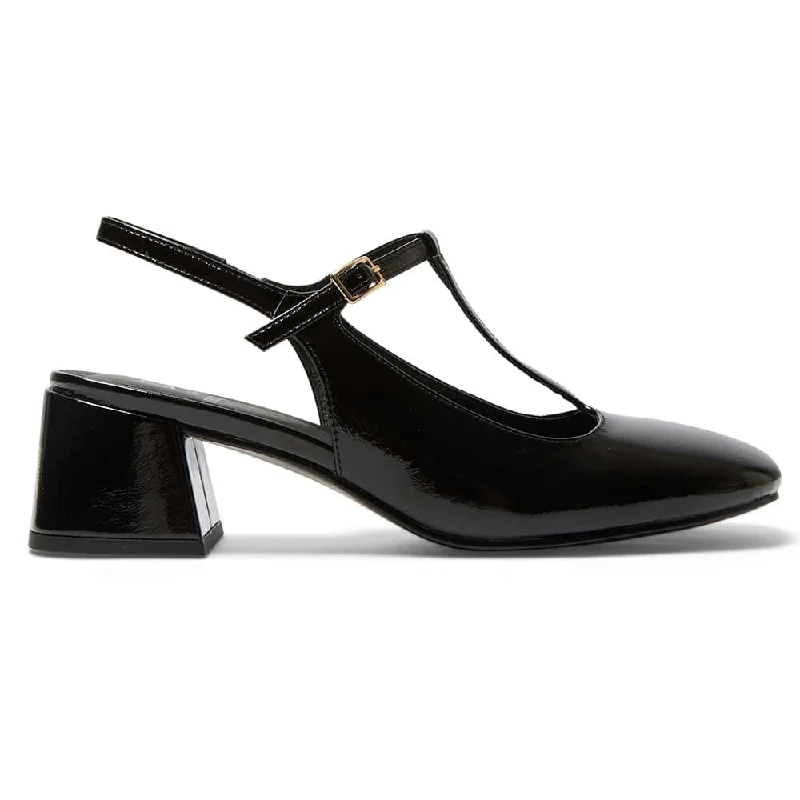 Lotus Heel in Black Patent