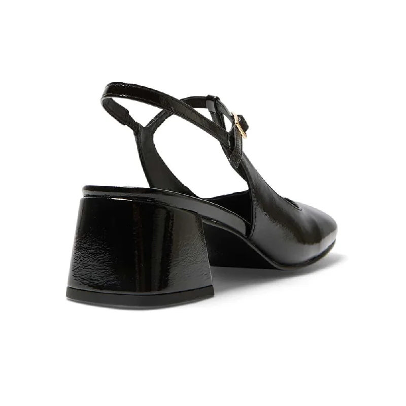 Lotus Heel in Black Patent