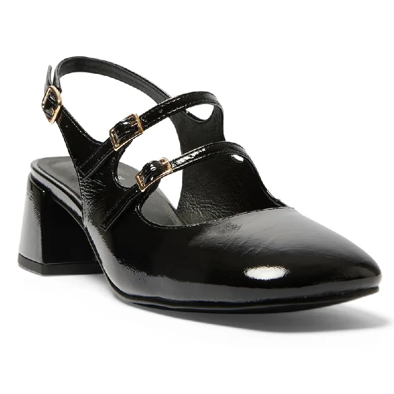 Louisa Heel in Black Patent