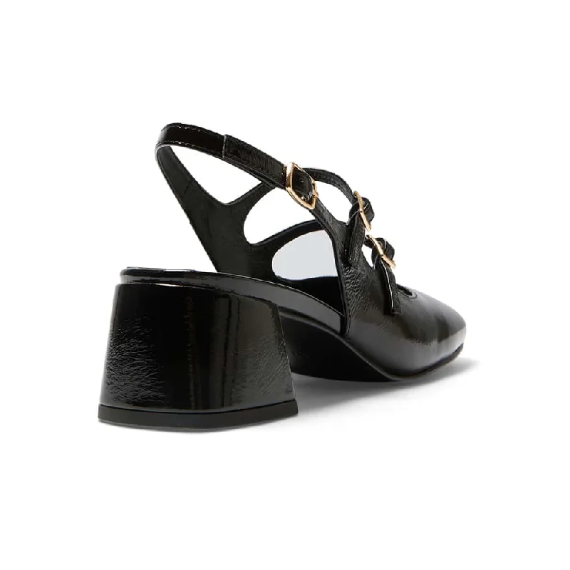 Louisa Heel in Black Patent