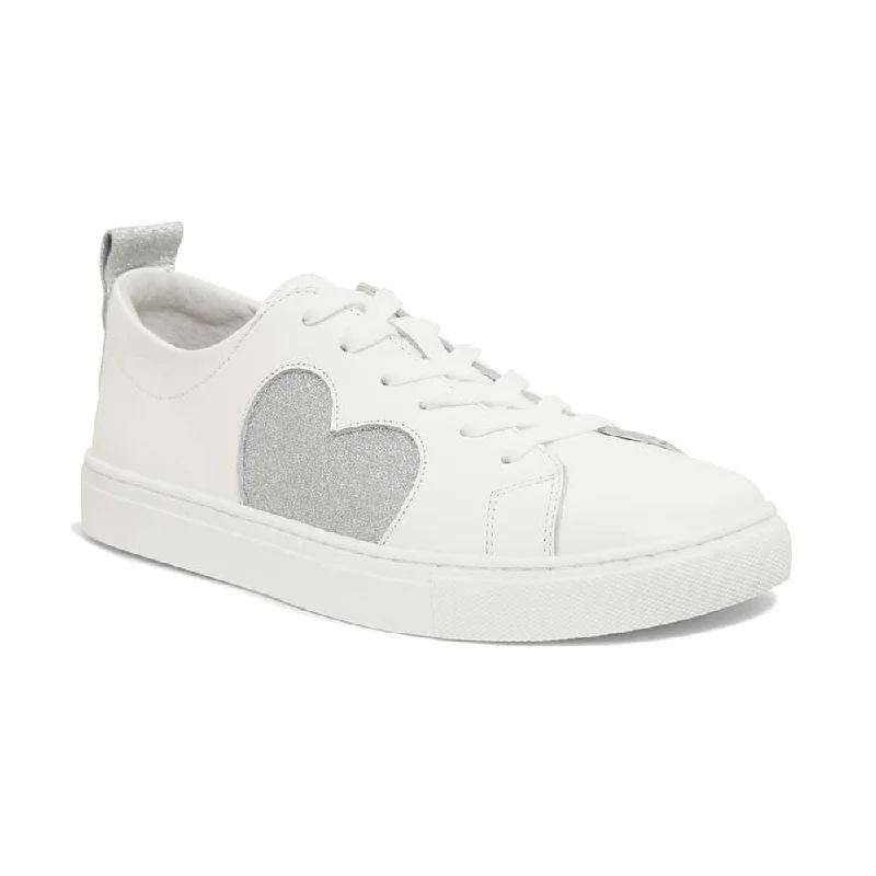 Love Sneaker in White And Silver Glitter Leather