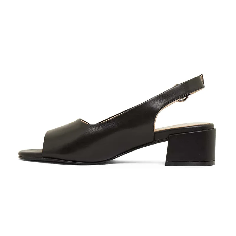 Macy Heel in Black Leather