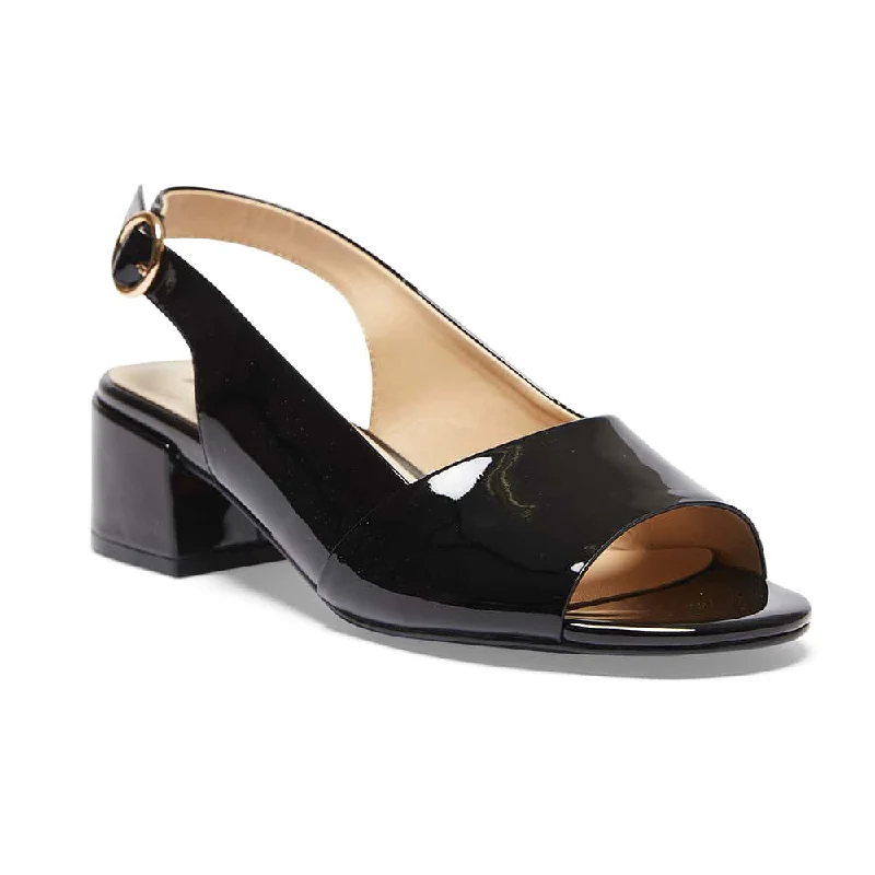 Macy Heel in Black Patent