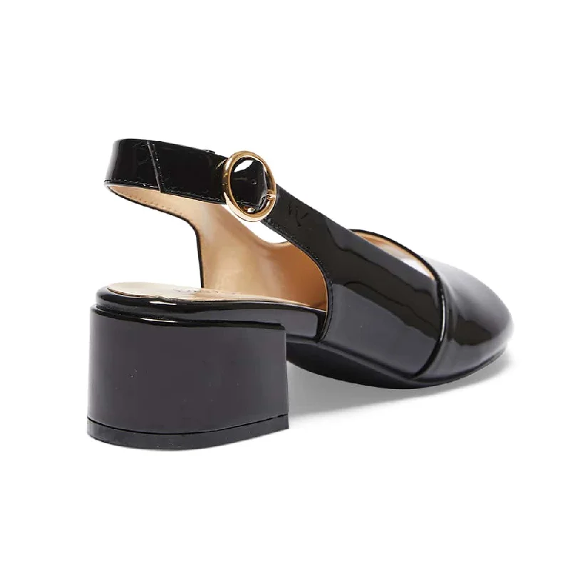 Macy Heel in Black Patent