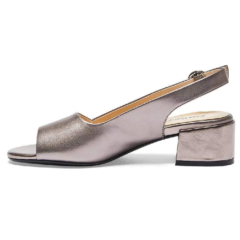 Macy Heel in Pewter Leather