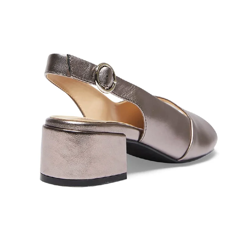 Macy Heel in Pewter Leather