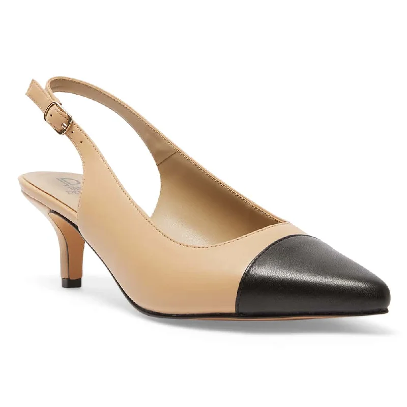 Madame Heel in Black And Camel Leather