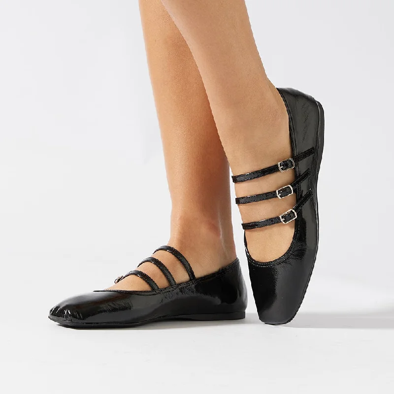 Millie Flat in Black Patent