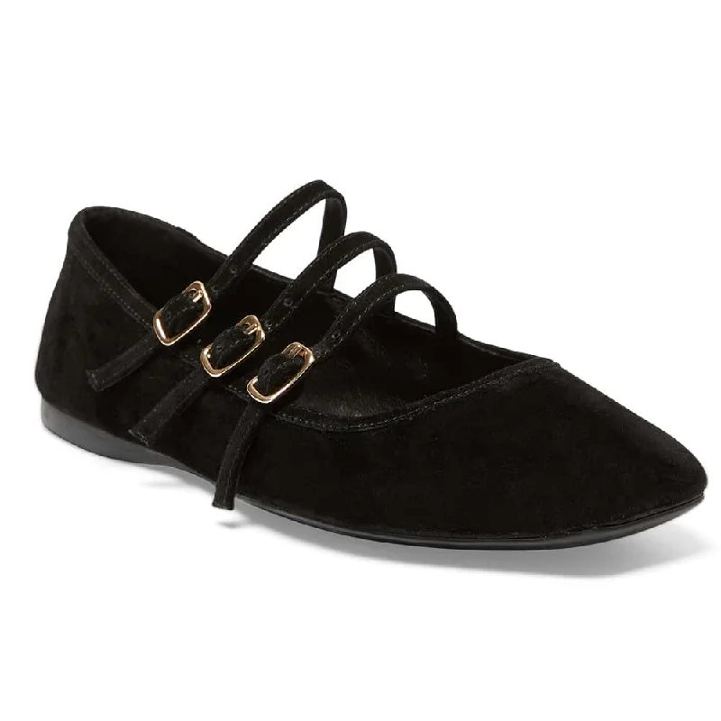 Millie Flat in Black Suede