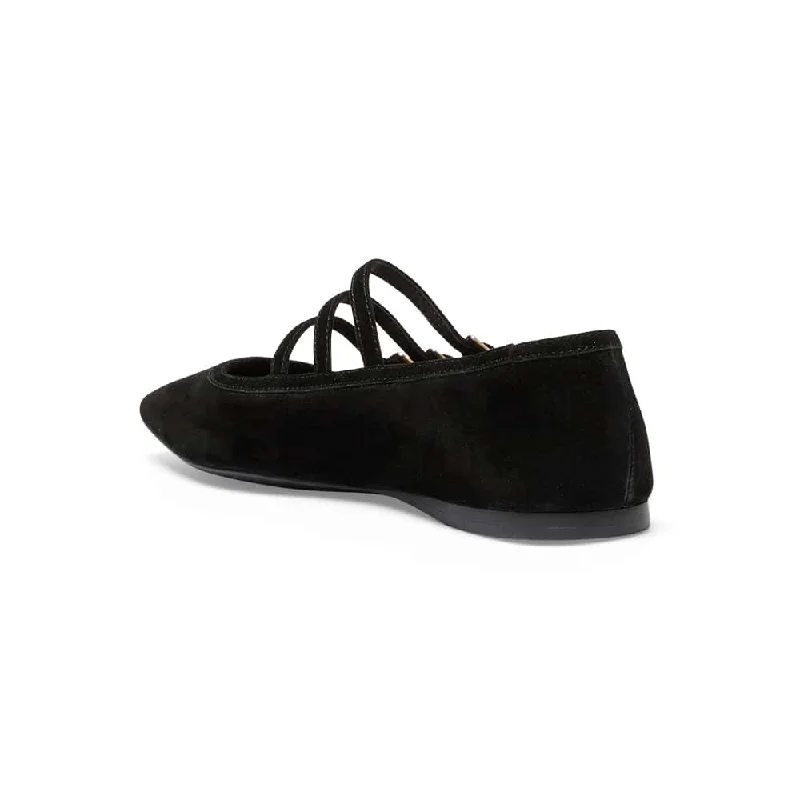 Millie Flat in Black Suede