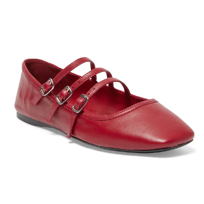 Millie Flat in Red Leather