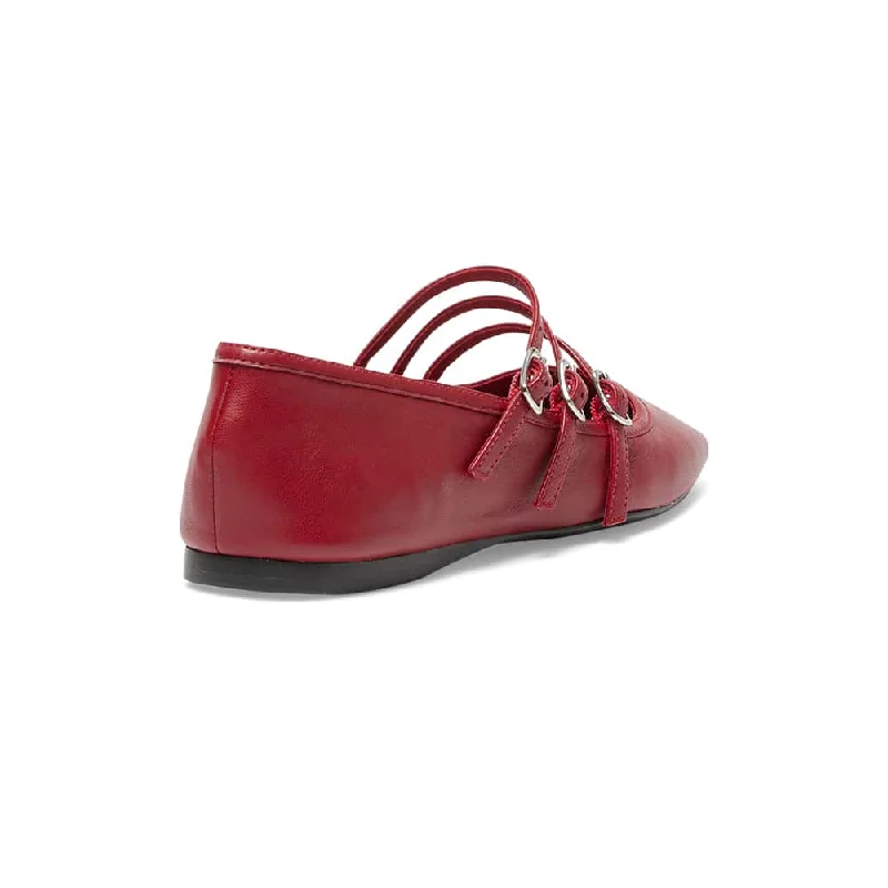 Millie Flat in Red Leather