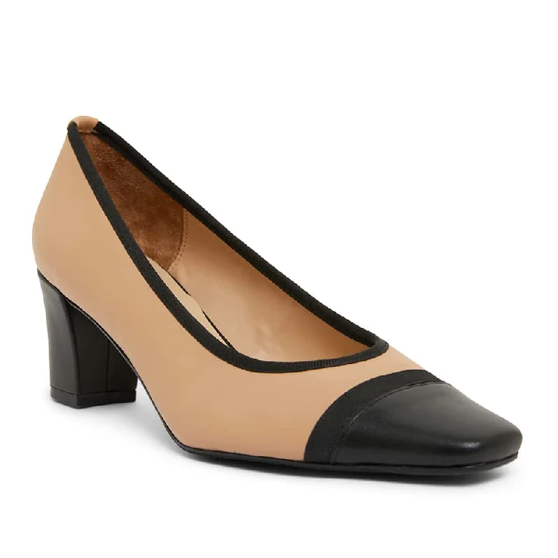 Network Heel in Black And Camel Leather