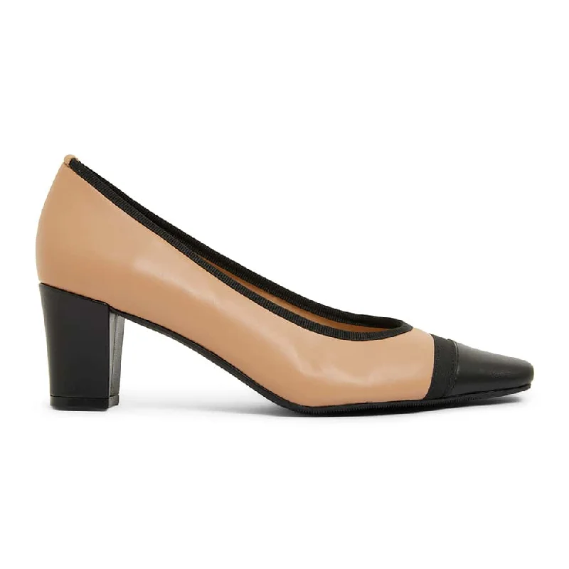 Network Heel in Black And Camel Leather