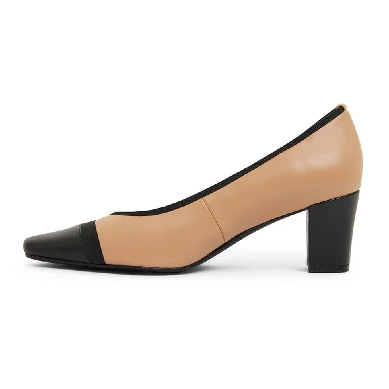 Network Heel in Black And Camel Leather