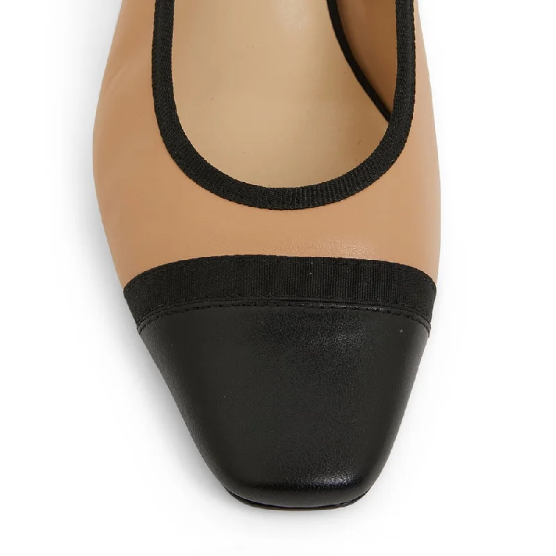 Network Heel in Black And Camel Leather