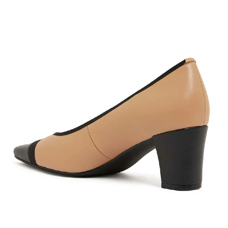 Network Heel in Black And Camel Leather